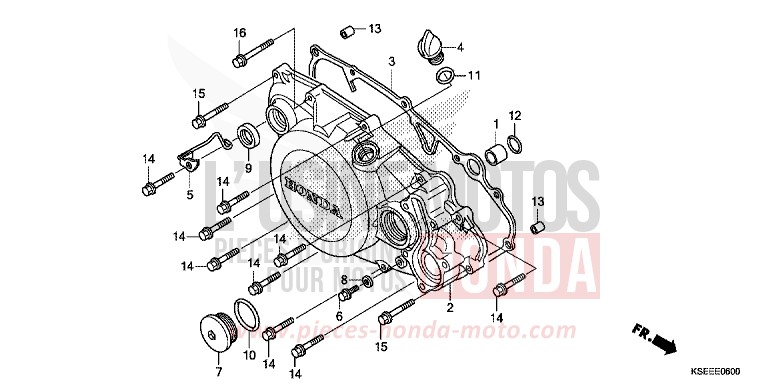 PANNEAU CARTER-MOTEUR D. de CRF150R "Grandes Roues" EXTREME RED (R292) 2013